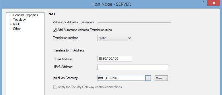 Checkpoint host NAT properties