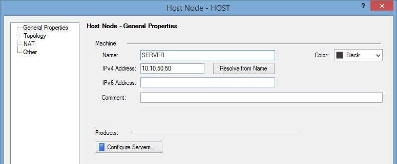 Checkpoint host general properties