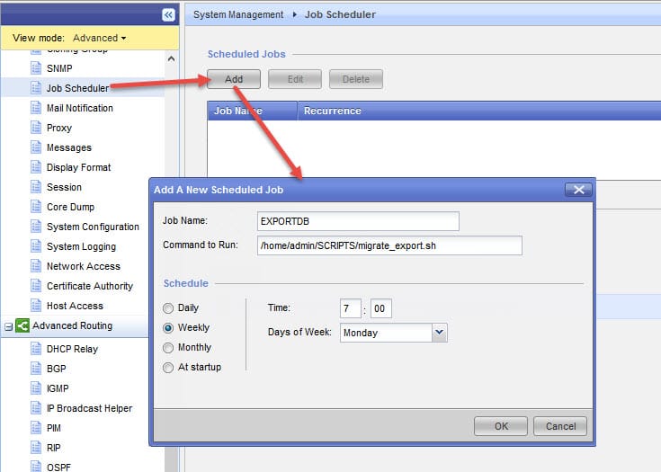 Checkpoint - job scheduler migrate export