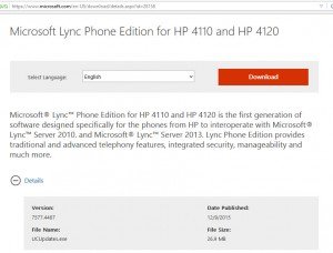 Lync Phone Edition update HP4120 download