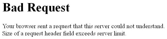 Apache - Size of a request header field exceeds server limit