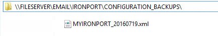 Ironport configuration file backed up