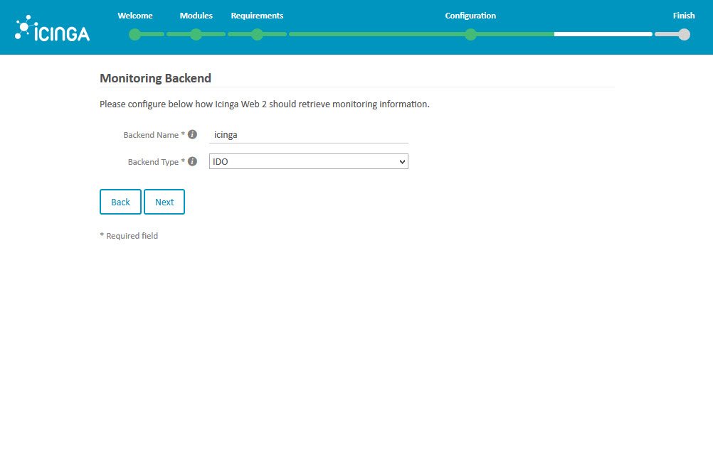 Icinga 2 Web Setup Wizard Configuration Monitoring Backend