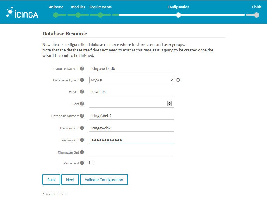 Icinga 2 Web Setup Wizard Configuration Database Resource