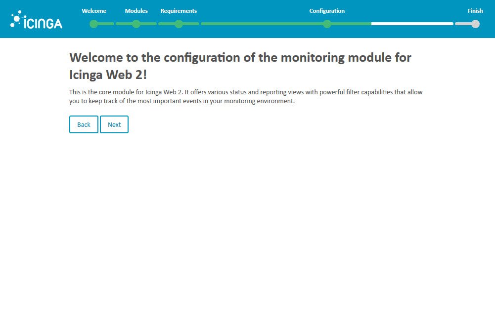 Icinga 2 Web Setup Wizard Configuration Welcome Monitoring Module