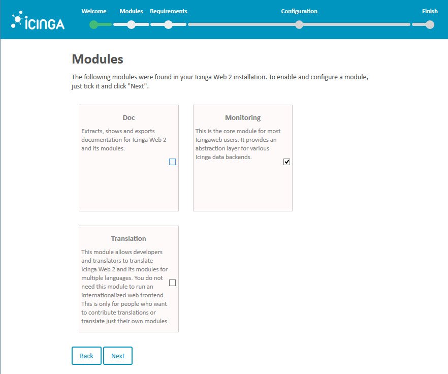 Icinga 2 Web Setup Wizard Modules
