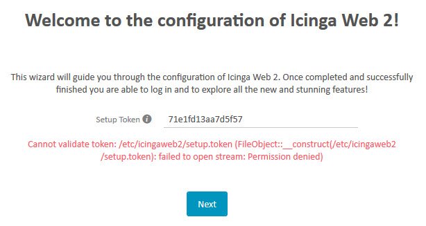 Icinga 2 Web Setup Wizard Token Error