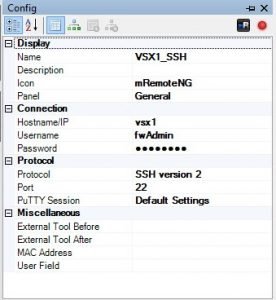 MRemoteNG - Checkpoint VSX SSH connection configuration