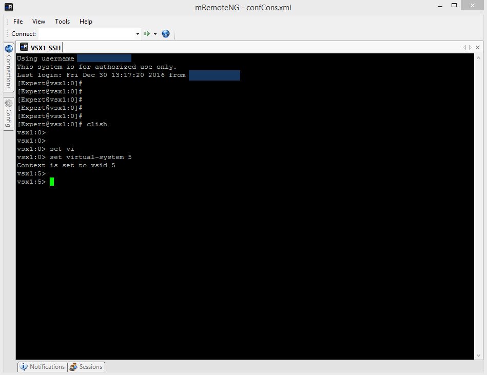 MRemoteNG - Checkpoint VSX SSH connection