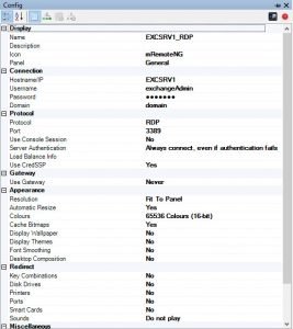 MRemoteNG - Exchange RDP connection configuration