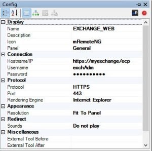 MRemoteNG - Exchange WEB connection configuration