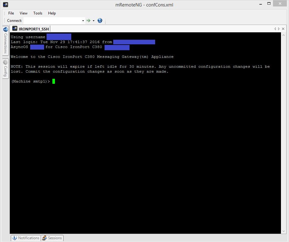 MRemoteNG - Ironport SSH connection