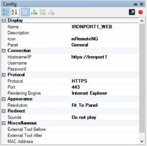 MRemoteNG - Ironport WEB connection configuration