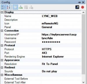 MRemoteNG - Lync WEB connection configuration