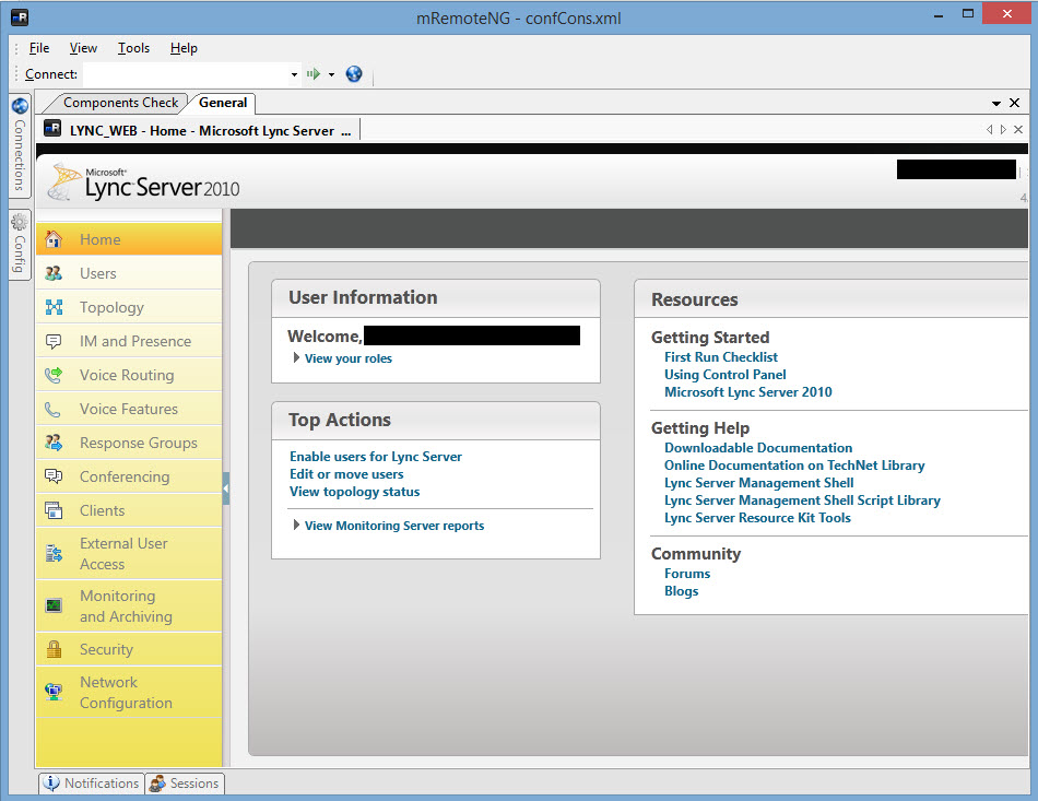 MRemoteNG - Lync WEB connection