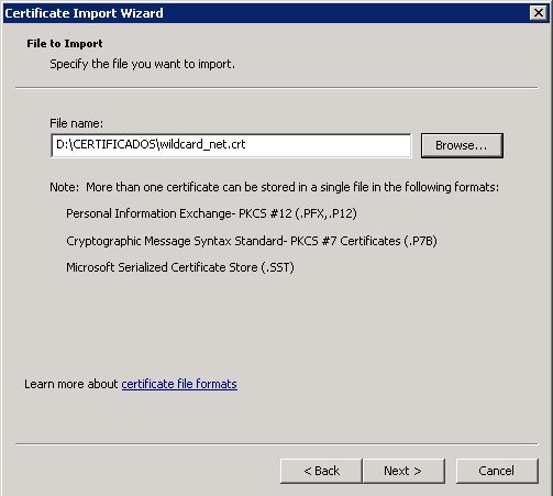 Import certificate mmc