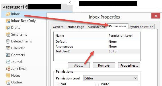 Exchange – Mailbox folders permissions to other users 3