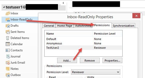 Exchange – Mailbox folders permissions to other users 4