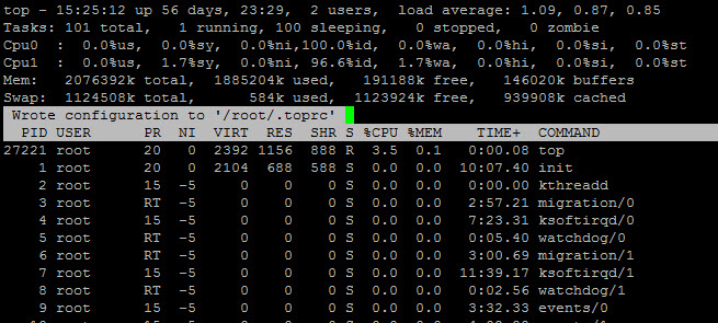 Top command - save configuration