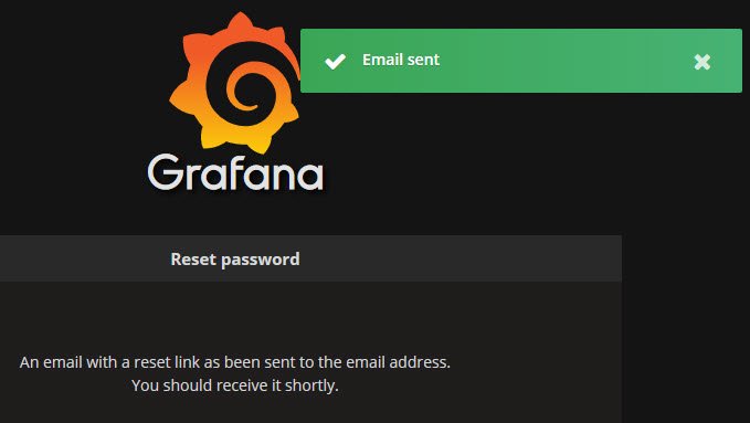 Email sent when resetting password in Grafana