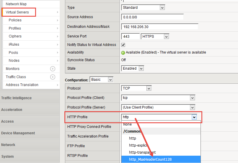 BIGIP F5 - Assign the new HTTP profile to the Virtual Server