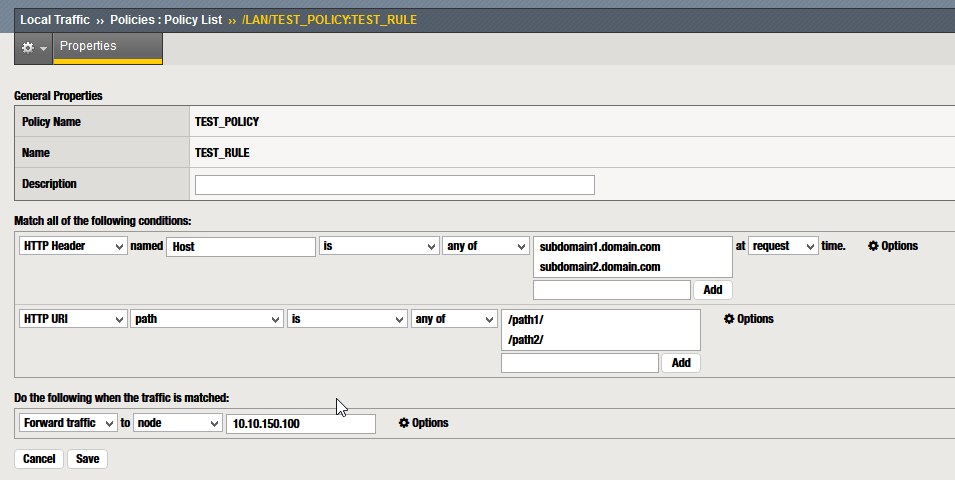 F5 BIGIP - Example rule of an LTM Policy