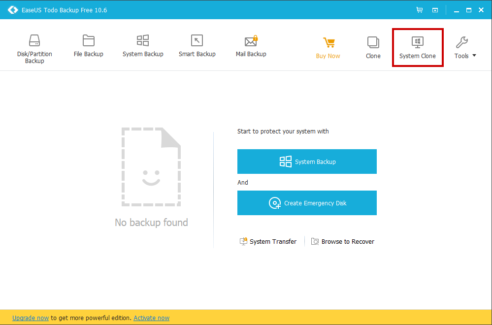 Launch Ease US Backup software "Clone" option