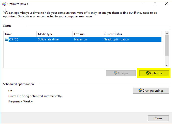 Optimize SSD Disk