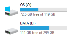 Separated partitions for OS and DATA