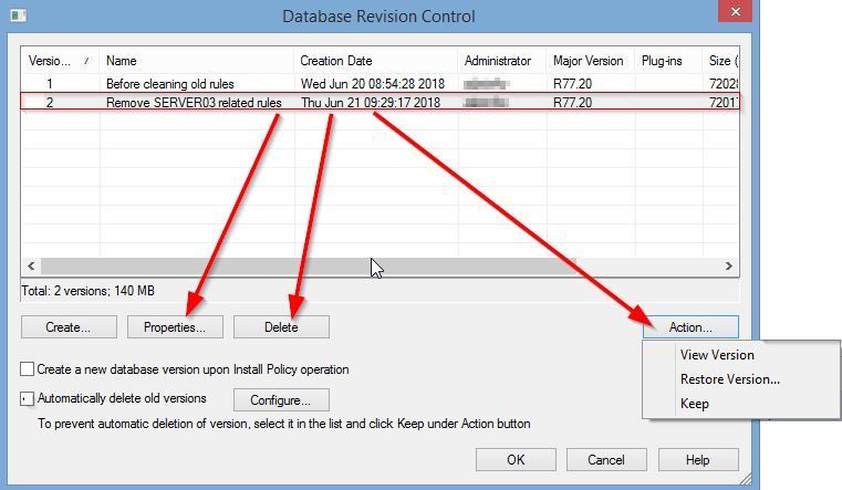 Checkpoint - Database Revision Control actions