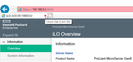 First steps configuring HP Microserver Gen8 - iLO changed web default port