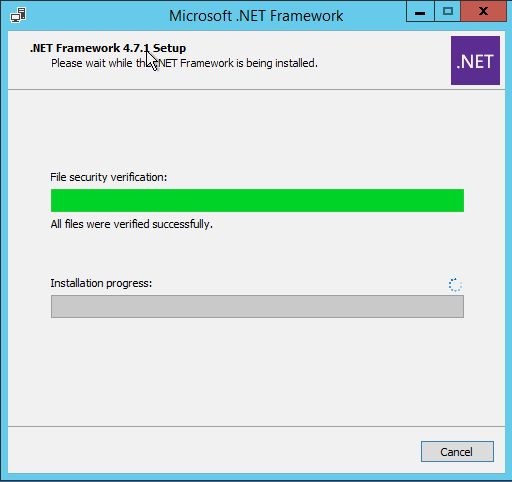 Windows - .NET Framework 4.7.1 install stuck hangs