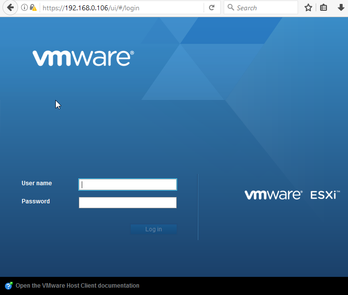 VMWare ESXi 6.5 installation