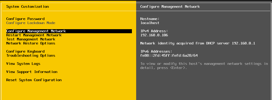 VMWare ESXi 6.5 installation