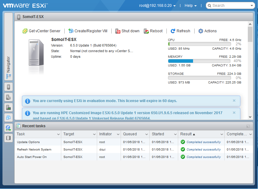 VMWare ESXi 6.5 installation