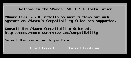 VMWare ESXi 6.5 installation