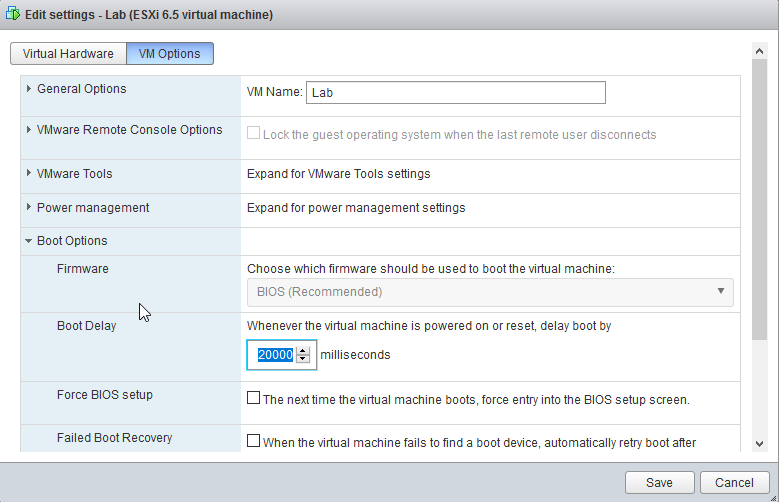 VMWare - Accessing VM boot menu - BIOS too fast