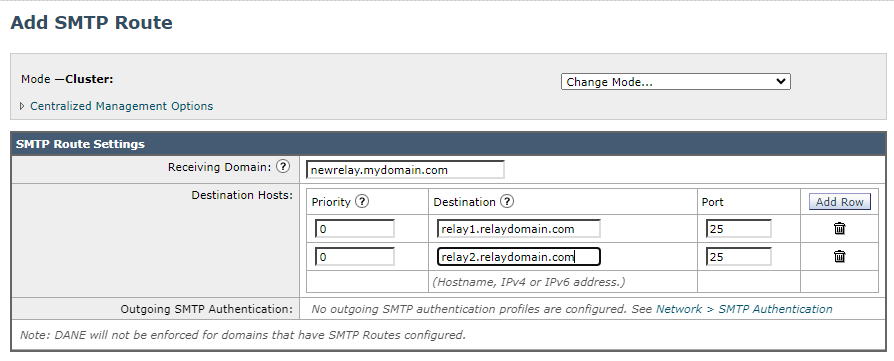 Cisco ESA - Sender based SMTP routes